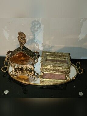 My Bundle Vintafe   Trinket Box Vanity Mirror And Perfume Bottle